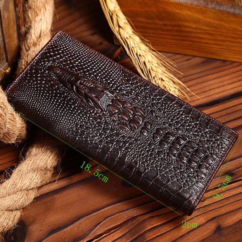 Pánské Peněženky Elegantní Peněženka Crocgloss Crocodile Pattern Standard - Káva