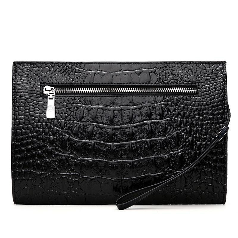 Pánské Peněženky Horn Back Embossed Pattern Clutch - Černá