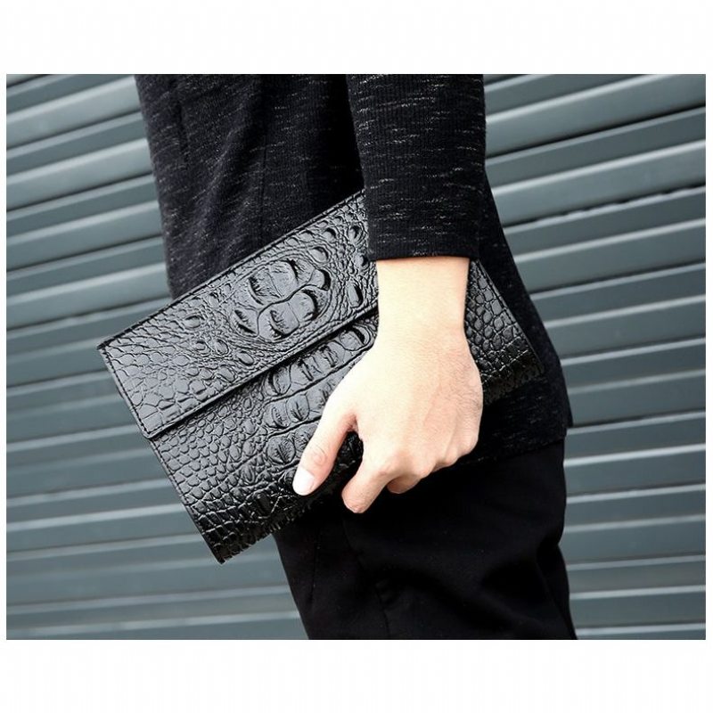 Pánské Peněženky Horn Back Embossed Pattern Clutch - Černá