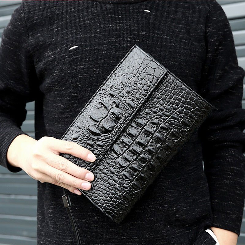 Pánské Peněženky Horn Back Embossed Pattern Clutch - Černá