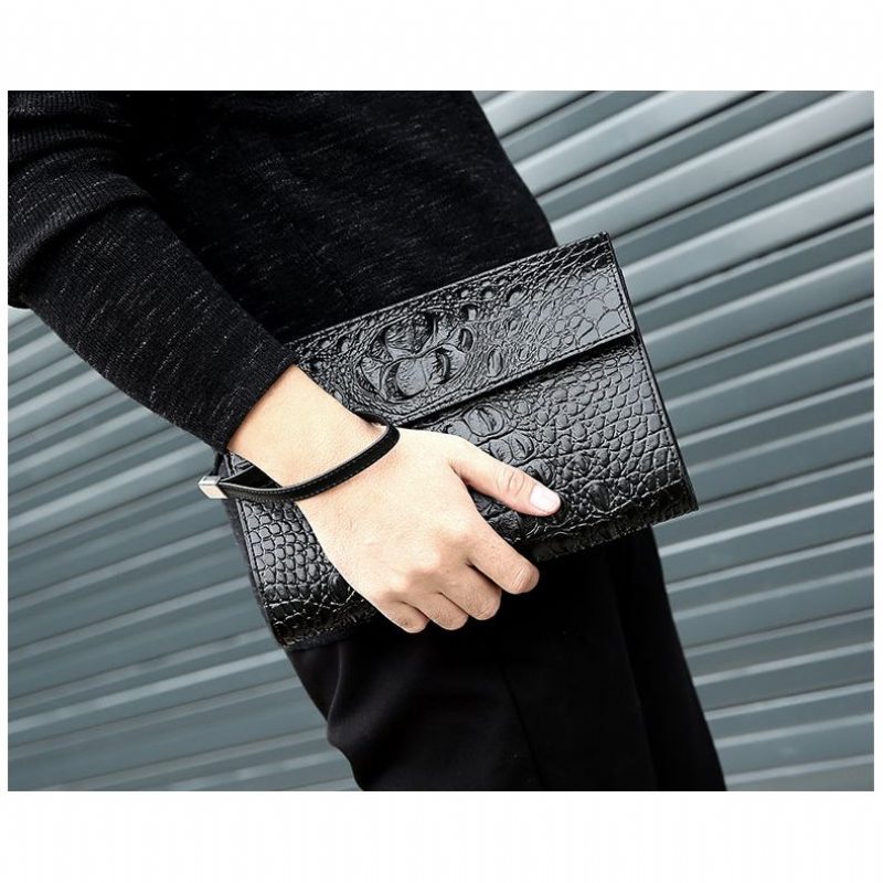 Pánské Peněženky Horn Back Embossed Pattern Clutch - Černá