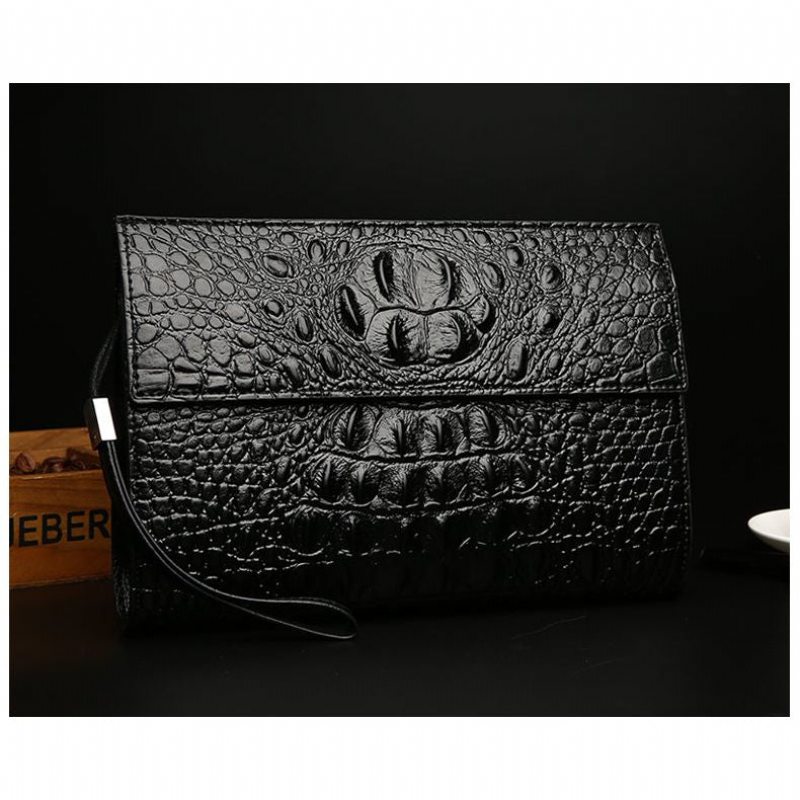 Pánské Peněženky Horn Back Embossed Pattern Clutch - Černá