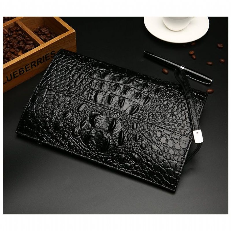 Pánské Peněženky Horn Back Embossed Pattern Clutch - Černá