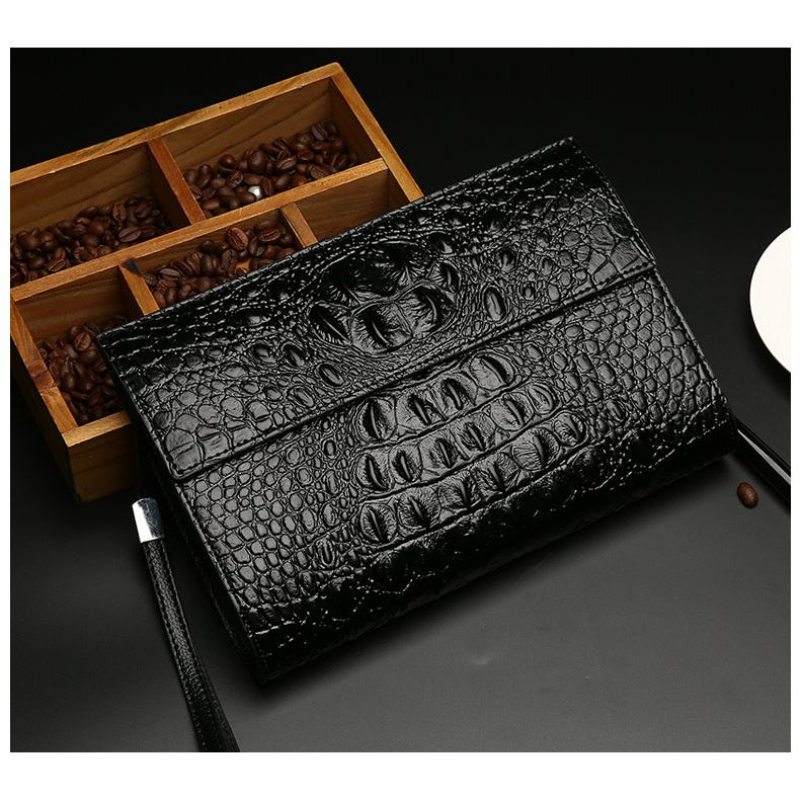 Pánské Peněženky Horn Back Embossed Pattern Clutch - Černá