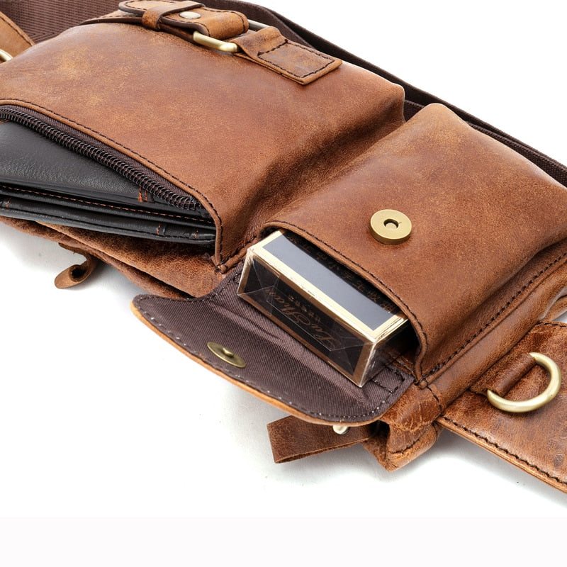 Pánské Peněženky Luxury Klasický Leather Travel Chest Pack - Kávová Matná