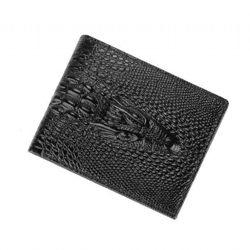 Pánské Peněženky Luxusní Peněženka Z Krokodýlí Kůže Vintage Card Holder - Black Short