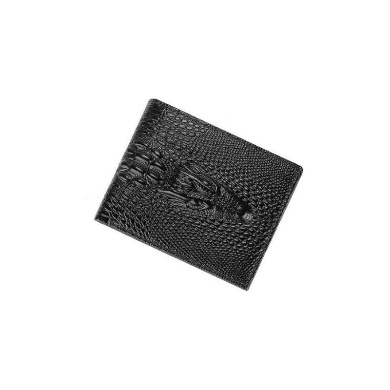 Pánské Peněženky Luxusní Peněženka Z Krokodýlí Kůže Vintage Card Holder - Black Short