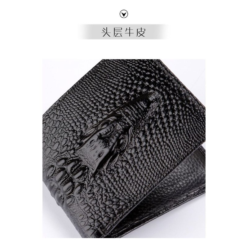 Pánské Peněženky Luxusní Peněženka Z Krokodýlí Kůže Vintage Card Holder - Black Short