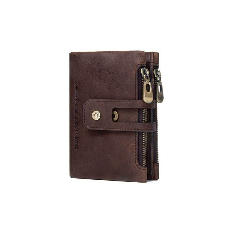 Pánské Peněženky Luxvintage Genuine Leather Zipper Wallet - Káva