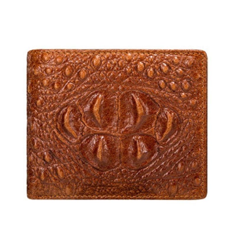 Pánské Peněženky Nádherná Peněženka Crocpattern Card Holder Z Krokodýlí Kůže - Káva