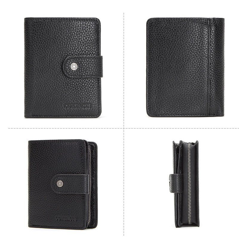 Pánské Peněženky Rfid Short Zipper Clutch Wallet - Černá