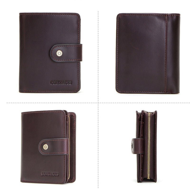 Pánské Peněženky Rfid Short Zipper Clutch Wallet - Káva