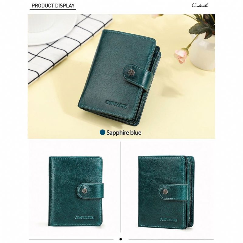 Pánské Peněženky Rfid Short Zipper Clutch Wallet - Tmavě Modrá