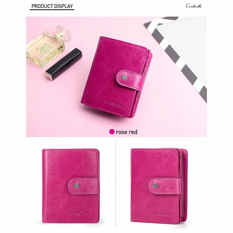 Pánské Peněženky Rfid Short Zipper Clutch Wallet - Růžová