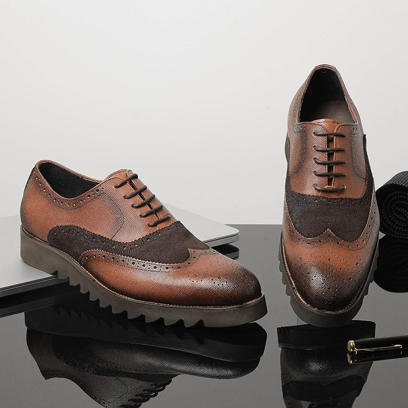 Pánské Společenské Boty Alligator Luxury Wingtip Brogue Ležérní - Káva