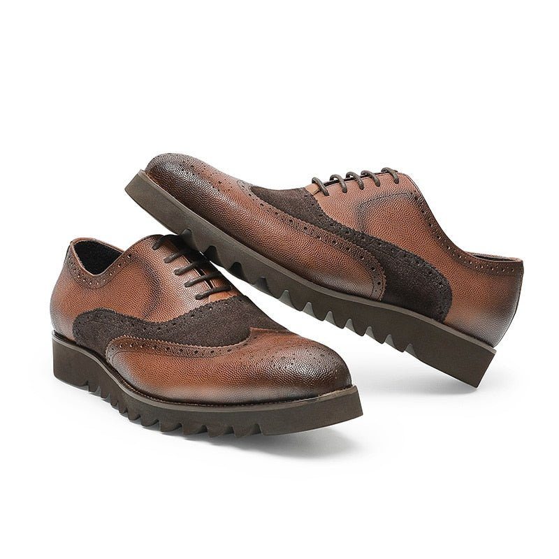 Pánské Společenské Boty Alligator Luxury Wingtip Brogue Ležérní - Káva