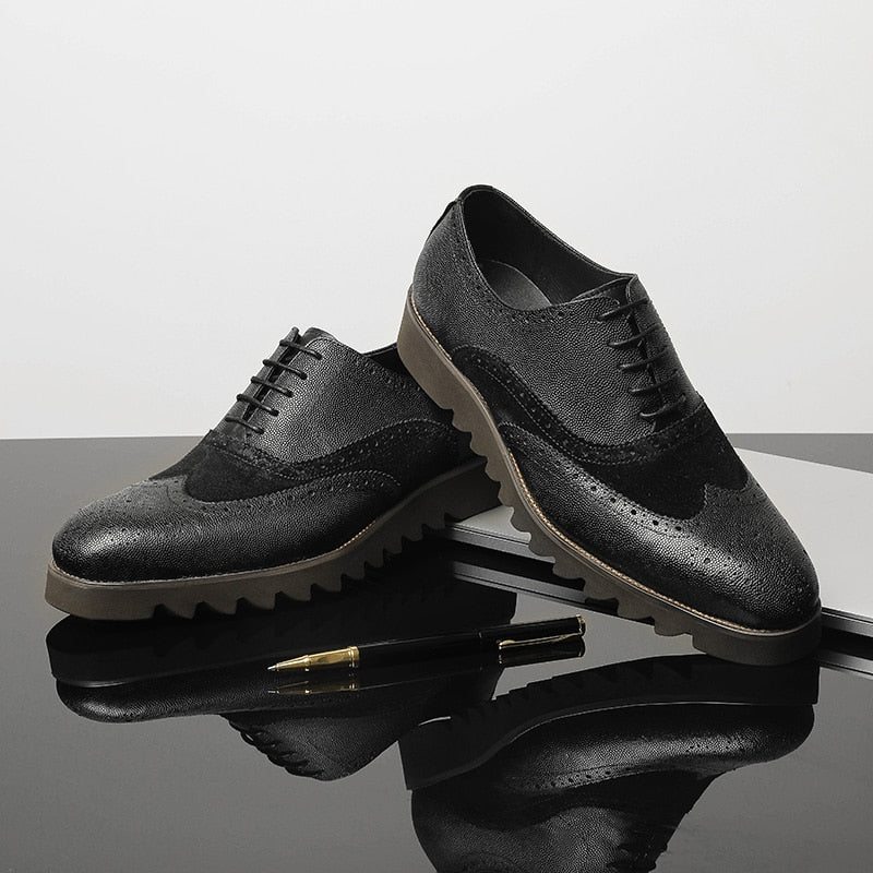 Pánské Společenské Boty Alligator Luxury Wingtip Brogue Ležérní - Černá