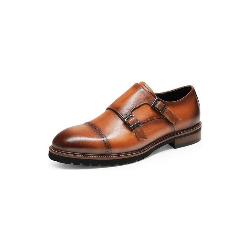 Pánské Společenské Boty Buckluxe Klasický Brogue Strap Casual - Káva