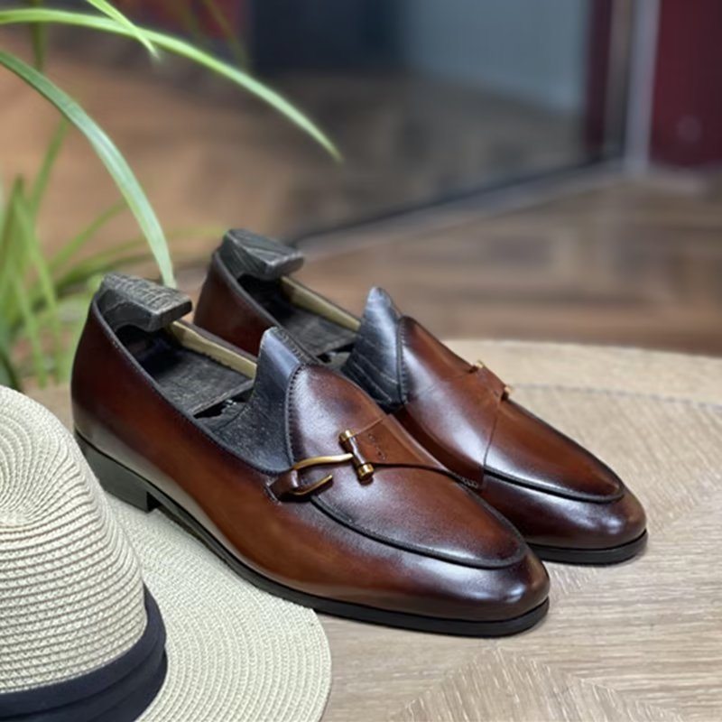 Pánské Společenské Boty Classic Brogue Slip-ons - Hnědá