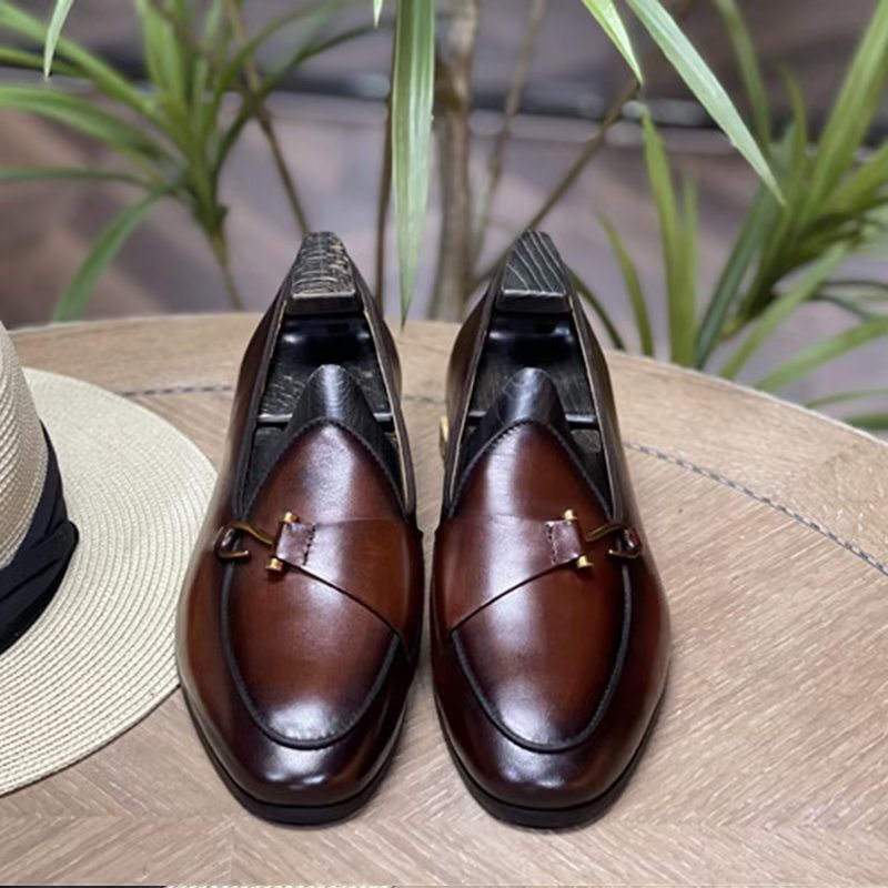 Pánské Společenské Boty Classic Brogue Slip-ons - Hnědá