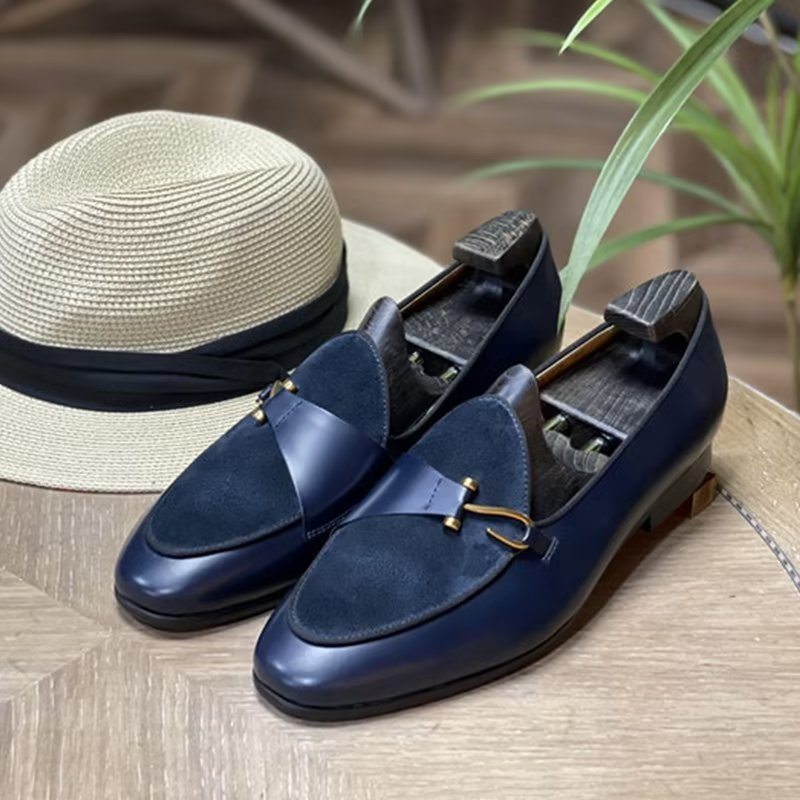 Pánské Společenské Boty Classic Brogue Slip-ons - Modrá