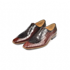 Pánské Společenské Boty Croc-embossed Leather Oxford