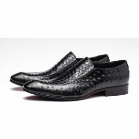 Pánské Společenské Boty Croc Texture Leather Slip-on Oxford Brogues