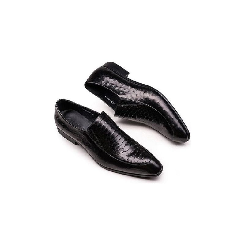 Pánské Společenské Boty Croc Texture Leather Slip-on Oxford Brogues - Černá