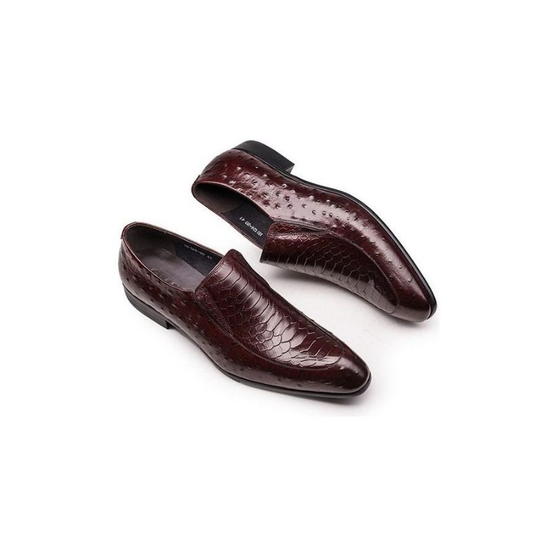 Pánské Společenské Boty Croc Texture Leather Slip-on Oxford Brogues - Červená