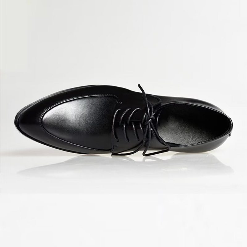 Pánské Společenské Boty Derby Embossed Elegance Pointed Toe - Černá