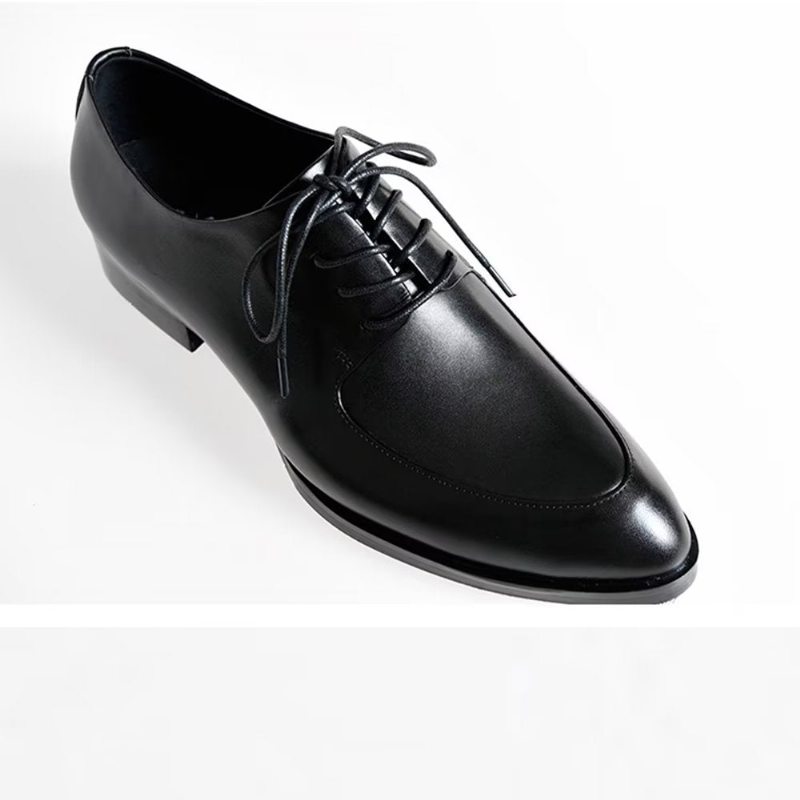 Pánské Společenské Boty Derby Embossed Elegance Pointed Toe - Černá