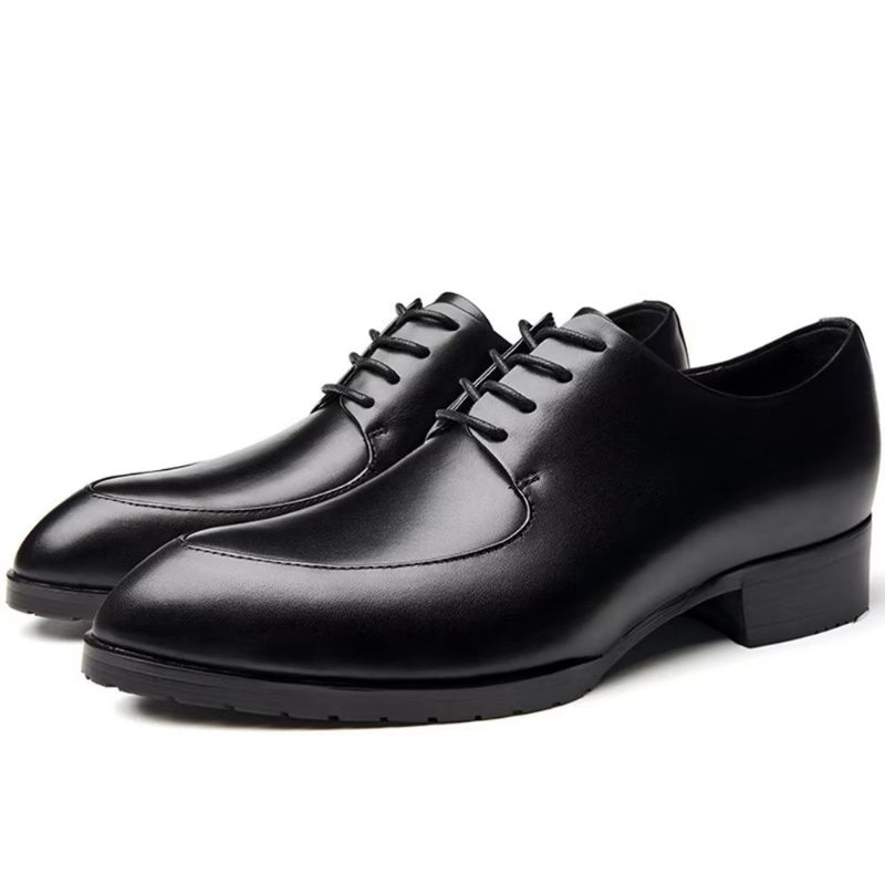 Pánské Společenské Boty Derby Embossed Elegance Pointed Toe - Černá