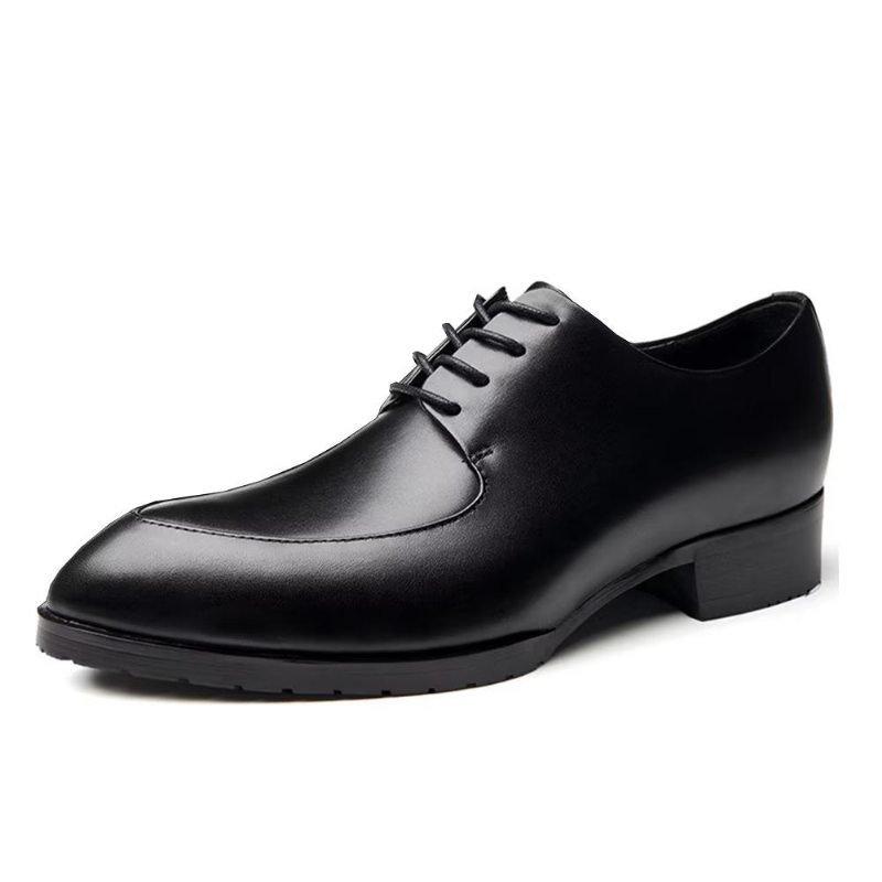 Pánské Společenské Boty Derby Embossed Elegance Pointed Toe - Černá