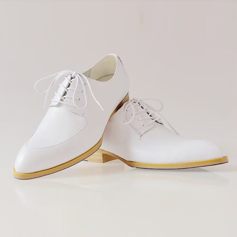 Pánské Společenské Boty Derby Embossed Elegance Pointed Toe - Bílá