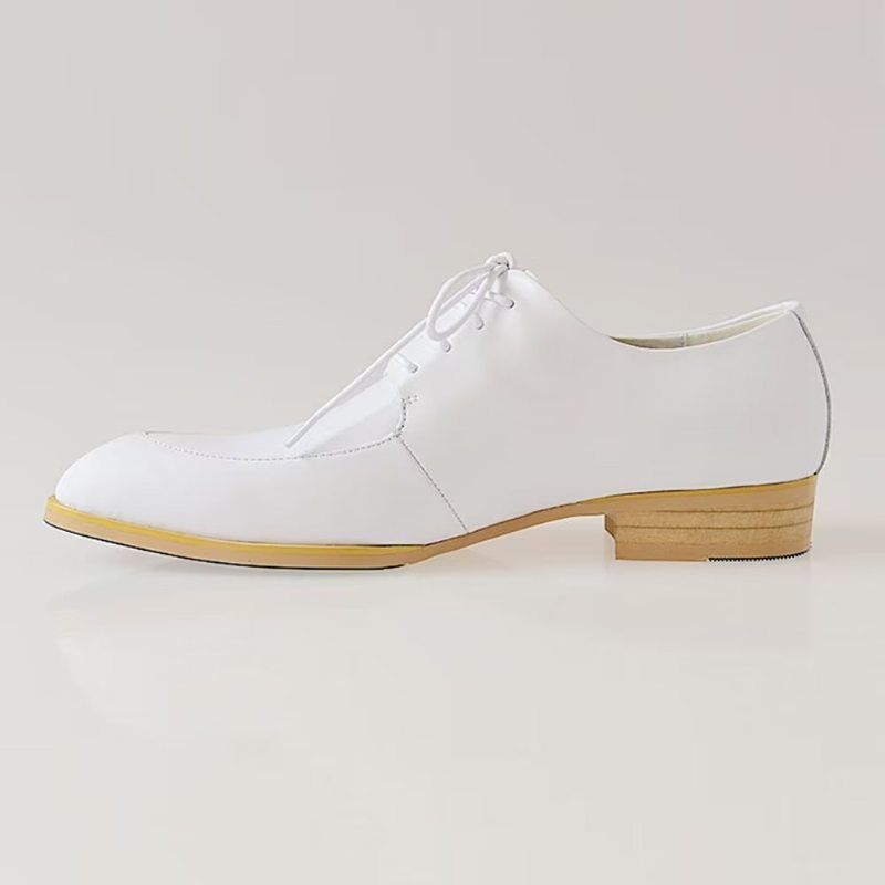 Pánské Společenské Boty Derby Embossed Elegance Pointed Toe - Bílá