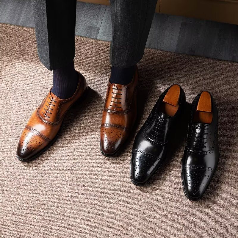 Pánské Společenské Boty Elegantní Brogues - Černá