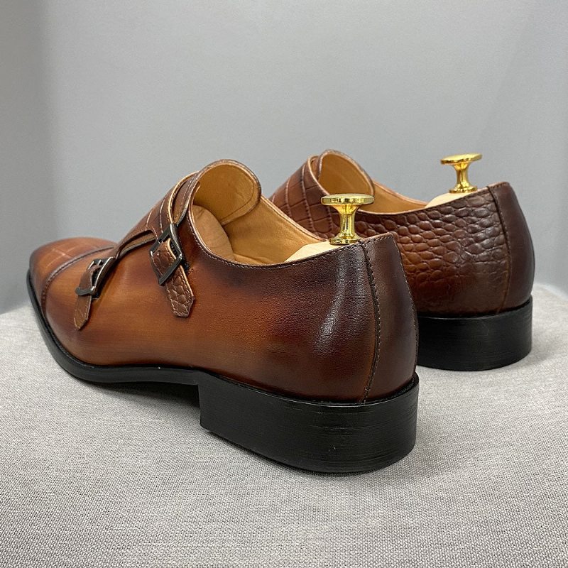 Pánské Společenské Boty Elegantní Crocblend Monk Strap - Káva