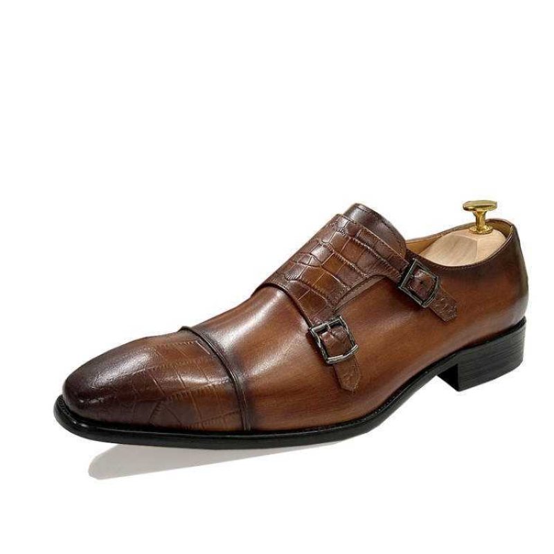 Pánské Společenské Boty Elegantní Crocblend Monk Strap - Káva