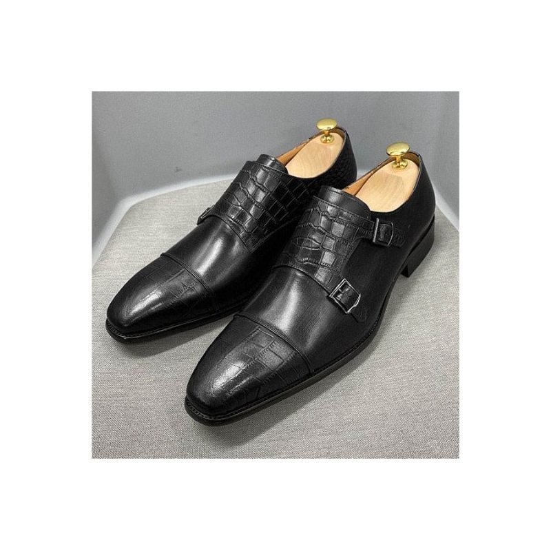 Pánské Společenské Boty Elegantní Crocblend Monk Strap - Černá