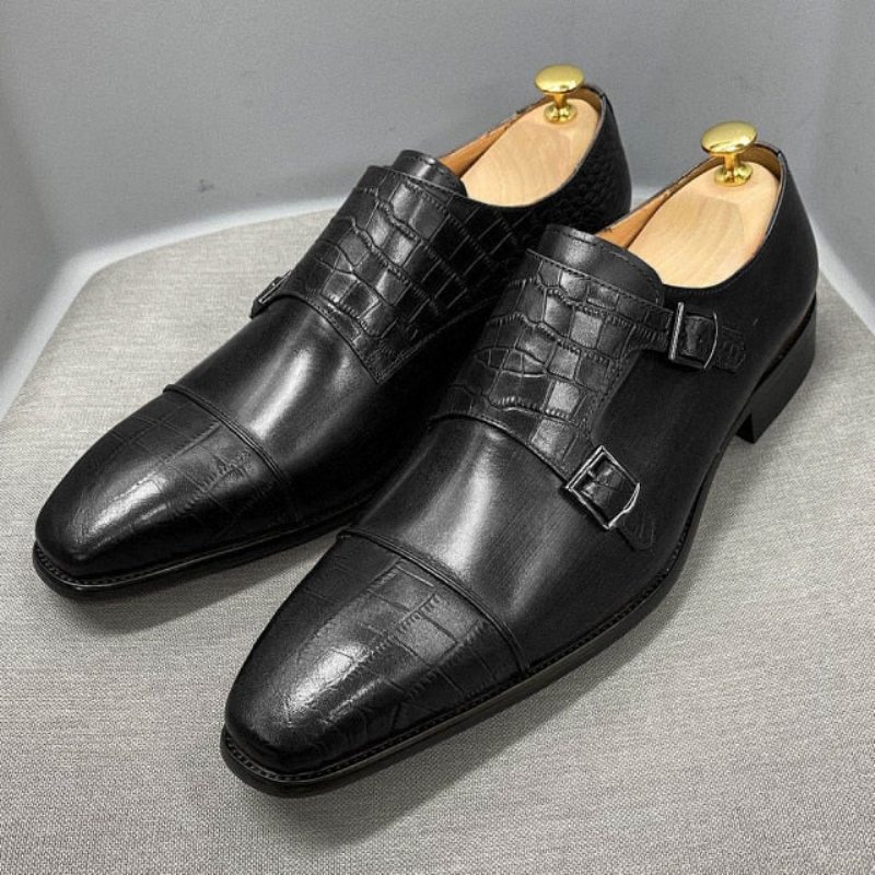 Pánské Společenské Boty Elegantní Crocblend Monk Strap - Černá