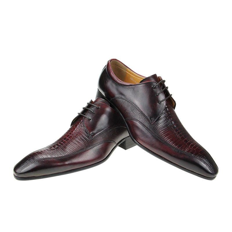 Pánské Společenské Boty Elegantní Croctex Pointed Toe Derby - Červená