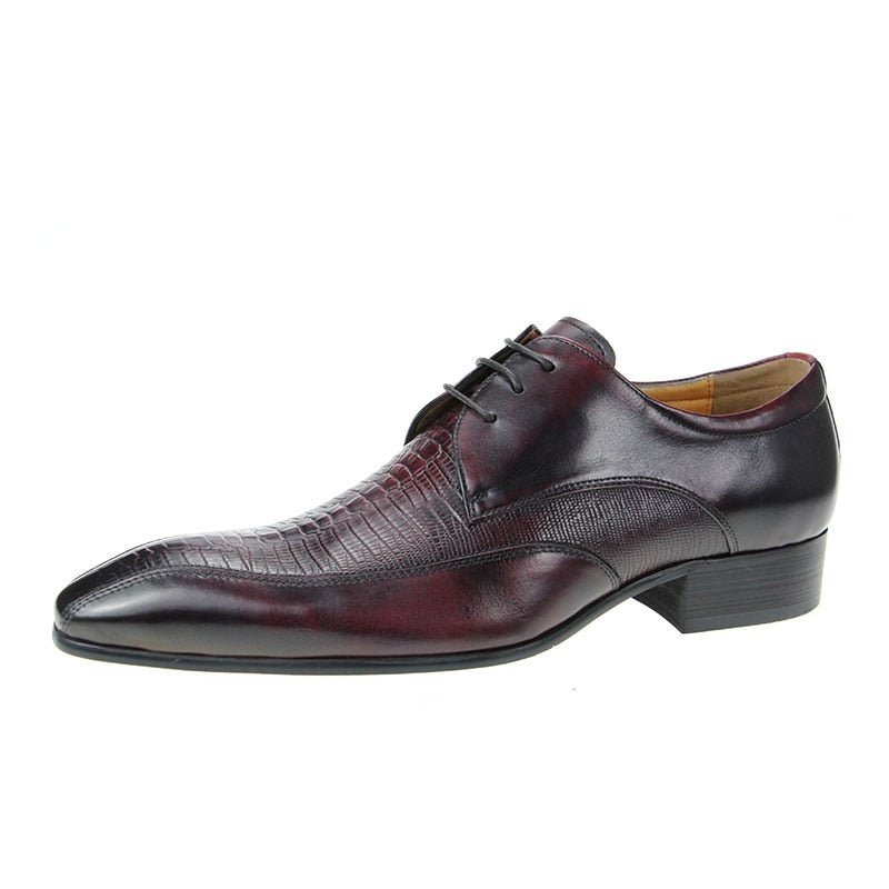 Pánské Společenské Boty Elegantní Croctex Pointed Toe Derby - Červená