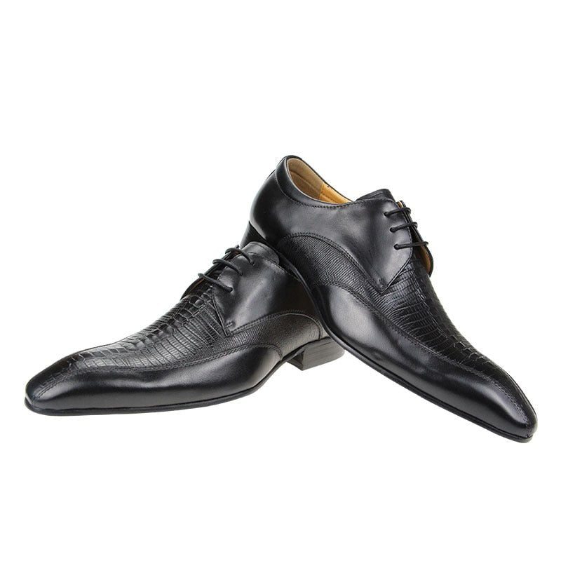 Pánské Společenské Boty Elegantní Croctex Pointed Toe Derby - Černá