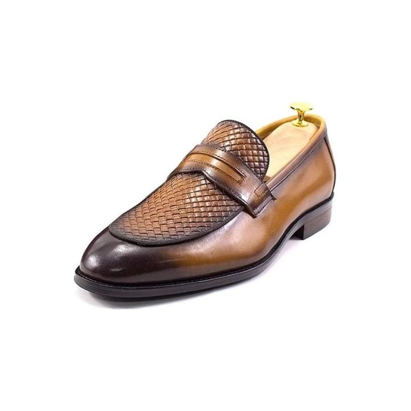 Pánské Společenské Boty Elegantní Klasické Kožené Nazouváky Brogue