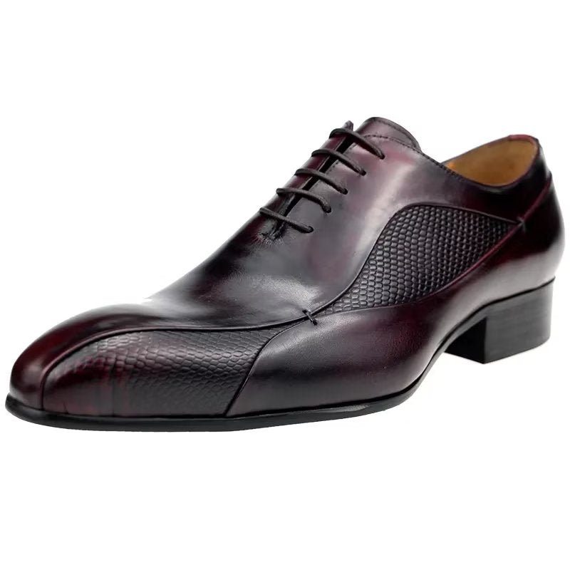 Pánské Společenské Boty Elegantní Kožené Brogue Nuptial Oxford - Červená