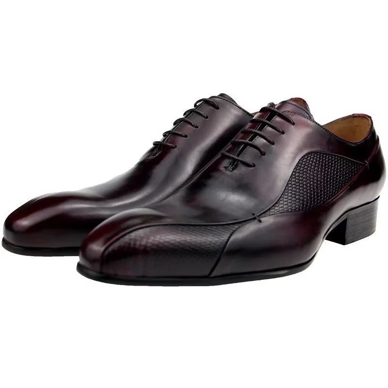 Pánské Společenské Boty Elegantní Kožené Brogue Nuptial Oxford - Červená