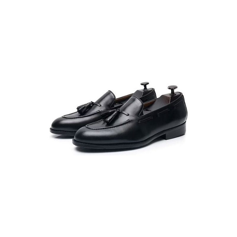 Pánské Společenské Boty Elegantní Kožené Oxford Ve Stylu Tassel Brogue - Černá