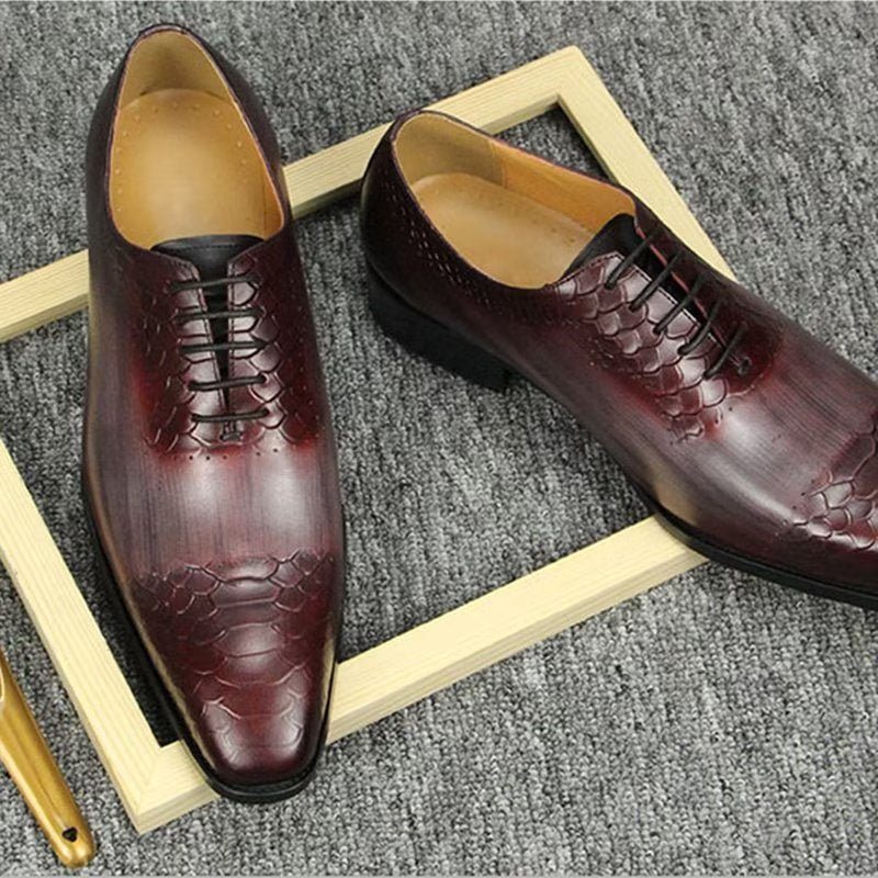 Pánské Společenské Boty Elegantní Kožené Svatební Brogue - Červená