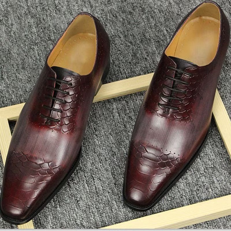 Pánské Společenské Boty Elegantní Kožené Svatební Brogue - Červená