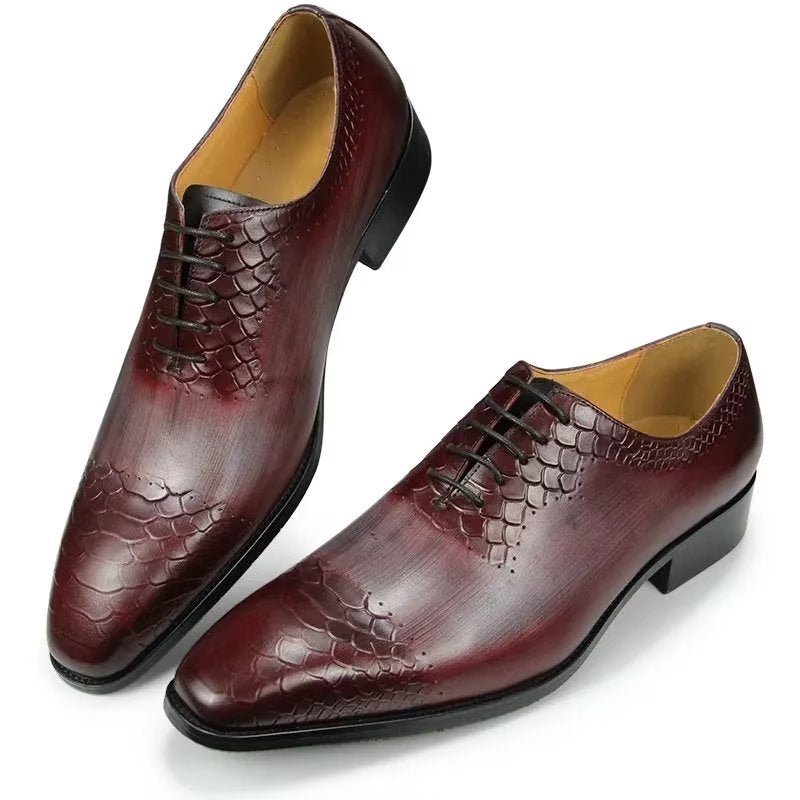 Pánské Společenské Boty Elegantní Kožené Svatební Brogue - Červená